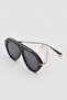 Barre Large Size Black Sunglasses Oversize Gold Metal Detailed Striped Top Modern Pilot Uv400