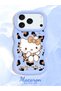 iPhone 17/18 Pro Compatible Case with Camera Protector Blue Silicone Couple Phone Case Kitty Pattern - 2