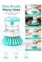 Soap Dispensing Dish Brush | Round Silicone Kitchen Scrubber With Grip Handle | Lightweight Sink Cleaning Brush For Dishes Pots Pans - 6