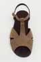 Dessas Rome Beige Suede Genuine Leather Buckle Detail Flat Sole Open Toe Women's Sandals - 6