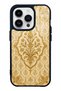 iPhone 14 Pro Ivory Glossy Phone Case with Ottoman Gold Design