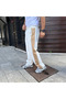 Men's Three Thread Winter Cotton Side Trim Thick Beige Striped Pocket Sweatpants - White - 3