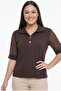 Women's Polo Collar Crystal Button Detailed Sleeves Tulle Plus Size Lycra Blouse - 2