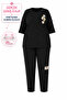 Plus Size Crew Neck Appliqué Detailed Relaxed Fit Women's Set - 2