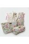Set of 3 Women's Bags Beach Bag Organizer Makeup Bag Floral Pattern Water Green Lunchbag 100% Cotton