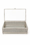 Silver Color Glass Lid Decorative Jewelry and Ring Storage Box 26X15X7 cm |   Promise, Engagement, and Makeup Table Organizer - 2
