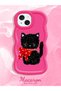 iPhone 15 Compatible Case with Camera Protector Red Silicone Couple Phone Case Cat Pattern - 2