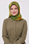 Cotton Silk Scarf Tie-Dye Patterned Ls2204 12-Tan-Green-Yellow - 2