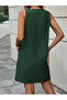 Women's Sleeveless Thick Strap Button Detail Linen Dress with Pockets - 2
