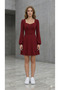 Women's Long Sleeve Square Heart Neck Mini Modal Dress - 4