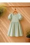 Water Green Daisy Watermelon Sleeve Women's Dress and Girls' Water Green Daisy Flared Dress Combination (Sold Individually) - 3