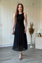 Lace Skirt Ruffle Detailed Sleeveless Midi Black Dress - 2