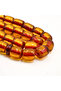 Antique Afghani Rosary 33 Beads 9.5mm Honey & Ruby Striped Prayer Beads Burgundy Silk Tassel - 5