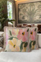 Flower Pastel Floral Fringe Pillowcase-Artistic Botanical Pink Green Cream Tufted Throw Pillow Cover - 5