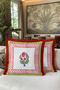 Patterned Floral Motif Fringed Pillowcase-Automatic Floral Bohemian Green Burgundy Tassel Throw Pillow Cover - 7