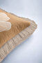 Elegant Floral Pattern Beige Fringed Pillowcase - Natural Floral Mink Cream Tassel Throw Pillow Cover - 8
