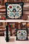 Floral Botanical Ethnic Fringed Pillowcase - Ottoman Garden Green Grey Cream Tassel Throw Pillow Cover - 7