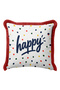 Happy Polka Dot Confetti Fringed Pillowcase - Cheerful Children's Room Red Tassel Throw Pillow Cover - 6