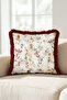 Elegant Leaf Pattern Floral Fringed Pillowcase - Bohemian Cream Mink Burgundy Tassel Throw Pillow Cover - 3