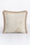 Floral Beige Botanical Motif Fringed Pillowcase - Soft Natural Cream Mink Tassel Throw Pillow Cover - 5