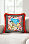 Sea-Themed Coral Patterned Fringed Pillowcase - Mediterranean Red Burgundy Tasseled Throw Pillow Cover - 2