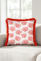 Sea Coral Patterned Fringed Pillowcase - Ocean Themed Modern Burgundy Tassel Throw Pillow Cover - 2