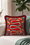 Exotic Snake Floral Bohemian Fringe Pillowcase - Folk Botanical Ethnic Maroon Tassel Throw Pillow Cover