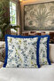 Botanical Leaf Fringe Pillowcase - Watercolor Floral Blue Green Navy Blue Tassel Throw Pillow Cover - 4