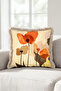 Floral Poppy Patterned Fringed Pillowcase-Natural Floral Orange Mink Tassel Throw Pillow Cover - 6