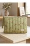 Green Floral Patterned Tablet Case Zippered Handmade Bag