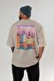 Prague Czech Beige Oversize Country City Back Printed Unisex T-Shirt 100% Cotton Premium - 4