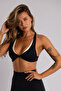 Black Twist Bra with Contrast Double Color Piping and Removable Pads - 2