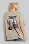 London England 4 Beige Oversize Country City Back Printed Unisex T-Shirt 100% Cotton Premium - 3