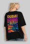 Dubai Uae Black Oversize Country City Back Printed Unisex T-Shirt 100% Cotton Premium - 4