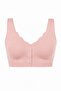 Women's Seamless Laser Cut Front Snap Gathered Bra with Wide Straps Comfortable Bustier - 4