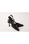 Black Zigzag Straw Heel Shoes - 7
