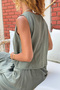 Khaki Sleeveless Gathered Cotton Crop Fit Woven Blouse 50 45 - 2
