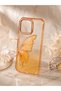 iPhone 15 Pro Max (6.7 Inch) Compatible Silvery Transparent Butterfly Patterned Color Gradient Processing Stone Detailed Metal Camera Protected Hard Silicone Butterfly Case