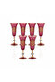 6-Piece Stem Glass Set - Ruby & Gold - 20×7 cm - 2