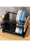 2 Tier Foldable Dish Drying Rack with Utensil Holder Cutting Board Holder Drainboard Tray Rotatable Drainage System Scratch Resistant Frosted Baking Process Coatings - 3