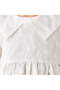 Peter Pan Collar Short Puff Sleeves A-line Dress with Floral Embroidery - 5