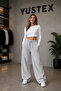 Women's 2-Pack (Black&Gray) Oversize Baggy 2-Thread Loose-Leg Sweatpants - 3