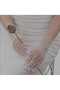 قفازات حفلات قصيرة بيضاء مزينة بالكشكشة والدانتيل والليكرا - 2
