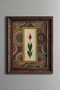 Red Tulip Motif Painting with Marbled Background - Vintage Patterned Painting - Thick Model