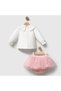 Eliza Tutu Skirt and Toy Accessories, Embroidered Collar, 3-Piece Baby Girl Set - 3