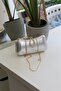 Women's Silver Shiny Lock Detailed Chain Evening Dress Bag - 4
