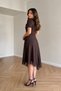 Women's Skirt with Asymmetrical Lace Detail at the Hem, Modal Fabric, Short Sleeve, Midi Length Dress - 3