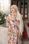 Purple Half-Buttoned Layered Dress with Elastic Sleeves - 3