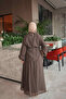 Brown Waist Tie Shirt and Skirt Set - 5