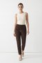 Brown Elastic Waist Pocketed Skinny Leg Trousers 3211